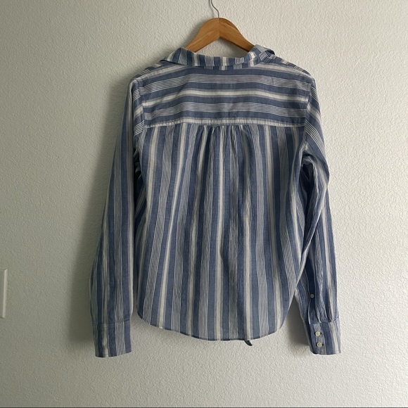 *SOLD* J Crew Striped Tie Waist Button Down M - Picture 13 of 15
